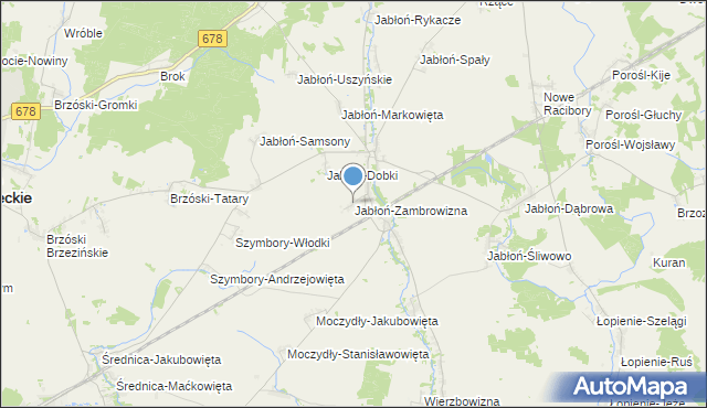 mapa Jabłoń-Zambrowizna, Jabłoń-Zambrowizna na mapie Targeo